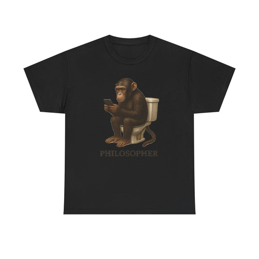 Funny Philosopher Monkey T-Shirt | Social Media Tee | White Elephant Gift | Trendy Meme Tee for Men & Women