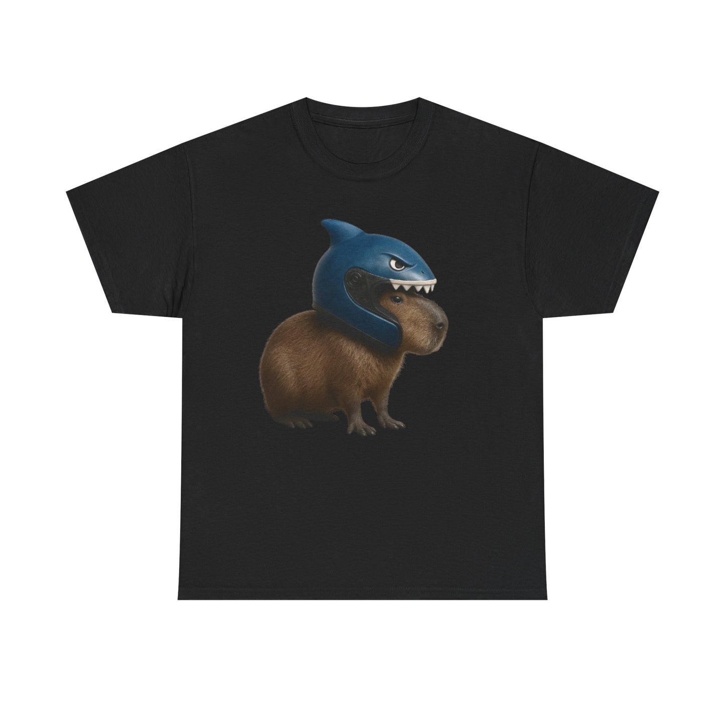 Shark Helmet Capybara T-Shirt | Cute Animal Mashup Tee | TikTok Trends Inspired Shirt