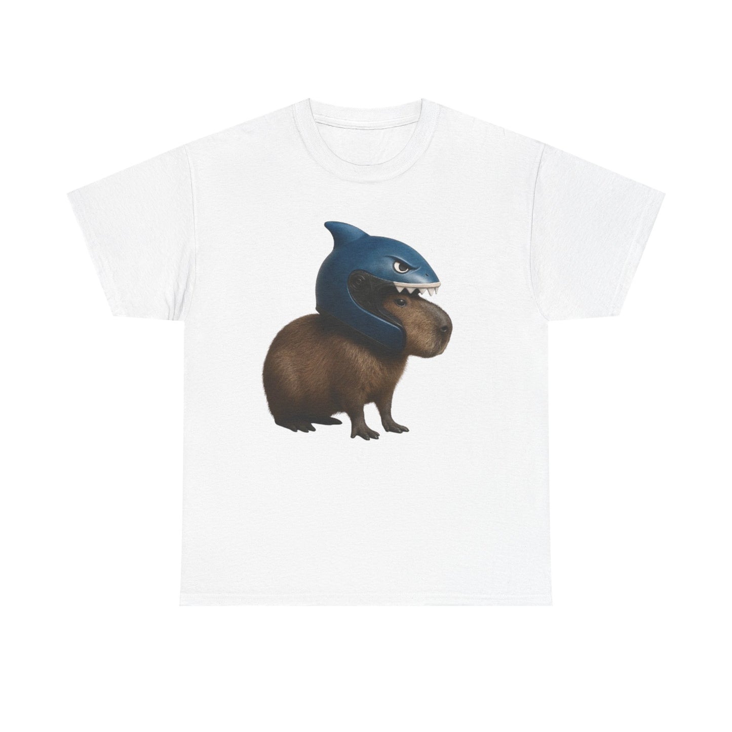Shark Helmet Capybara T-Shirt | Cute Animal Mashup Tee | TikTok Trends Inspired Shirt