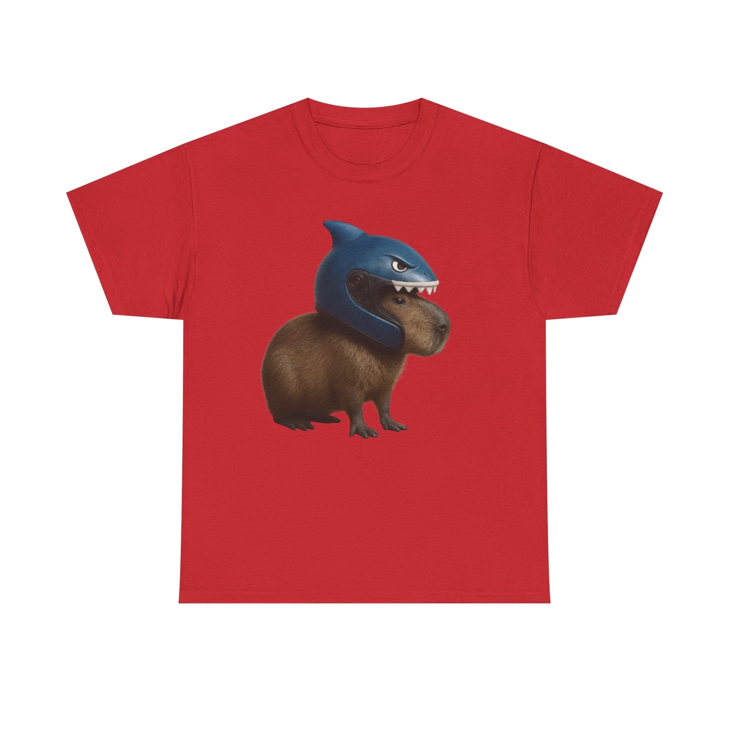 Shark Helmet Capybara T-Shirt | Cute Animal Mashup Tee | TikTok Trends Inspired Shirt