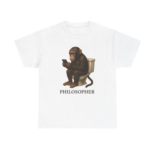 Funny Philosopher Monkey T-Shirt | Social Media Tee | White Elephant Gift | Trendy Meme Tee for Men & Women
