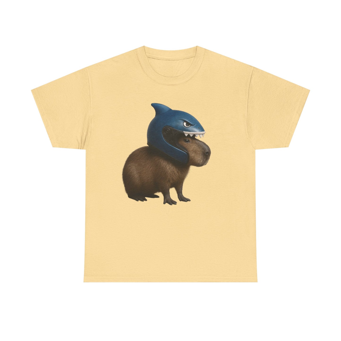Shark Helmet Capybara T-Shirt | Cute Animal Mashup Tee | TikTok Trends Inspired Shirt